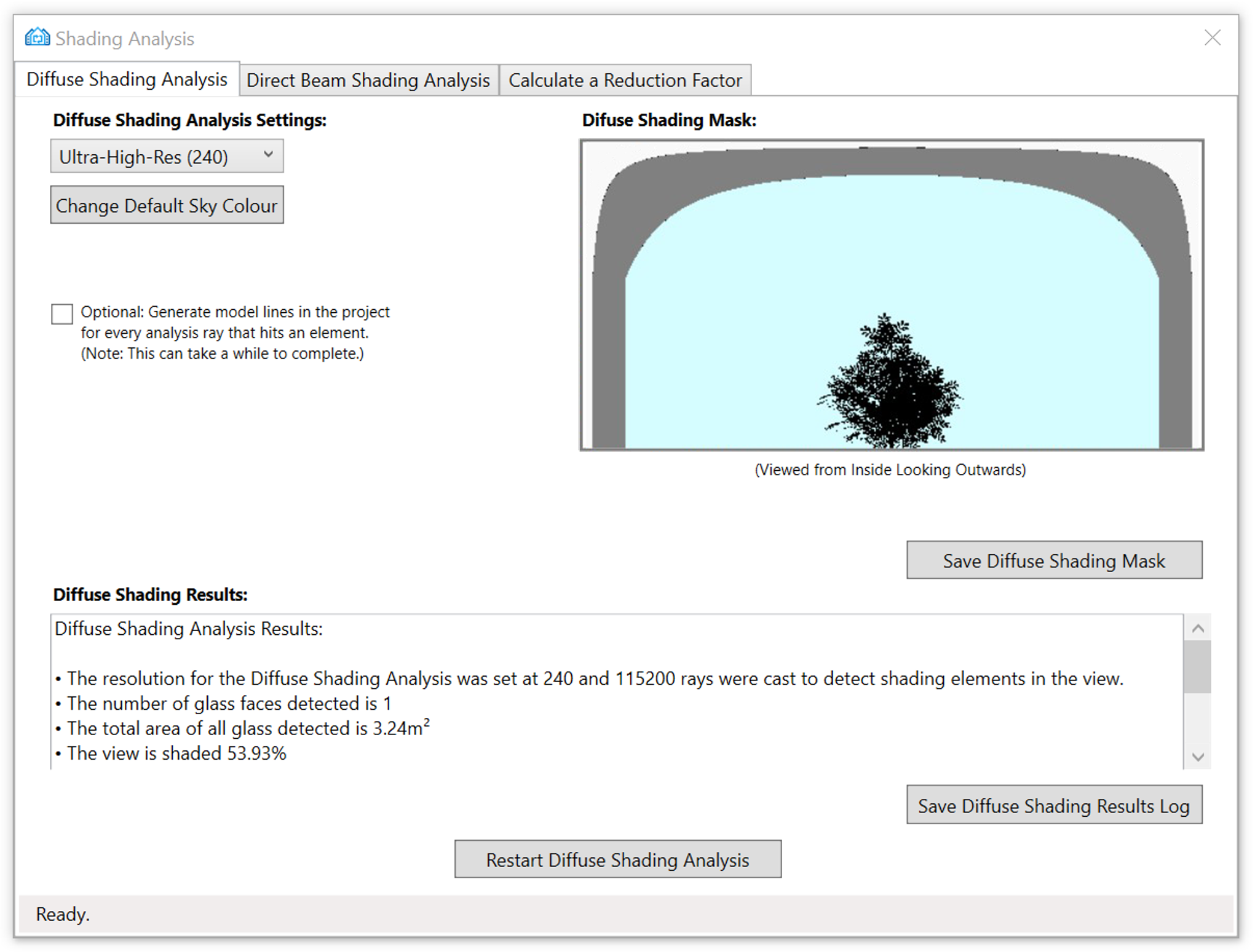 Diffuse Shading Analysis Dialog – After Diffuse Shading Analysis Dialog - After