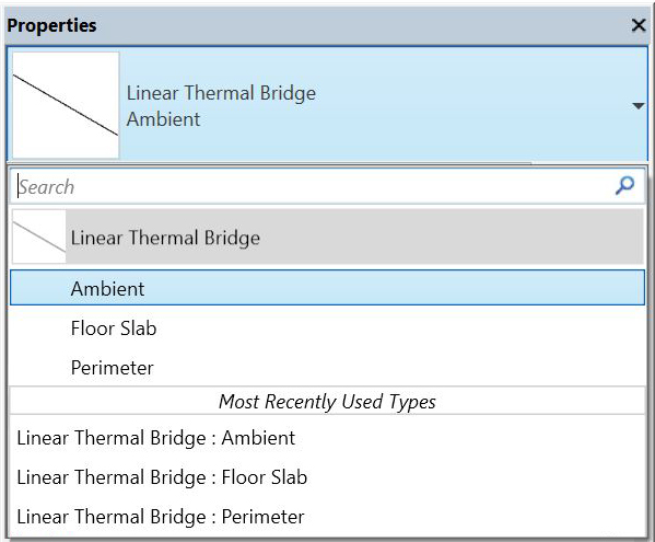 Linear Thermal Bridge Selection