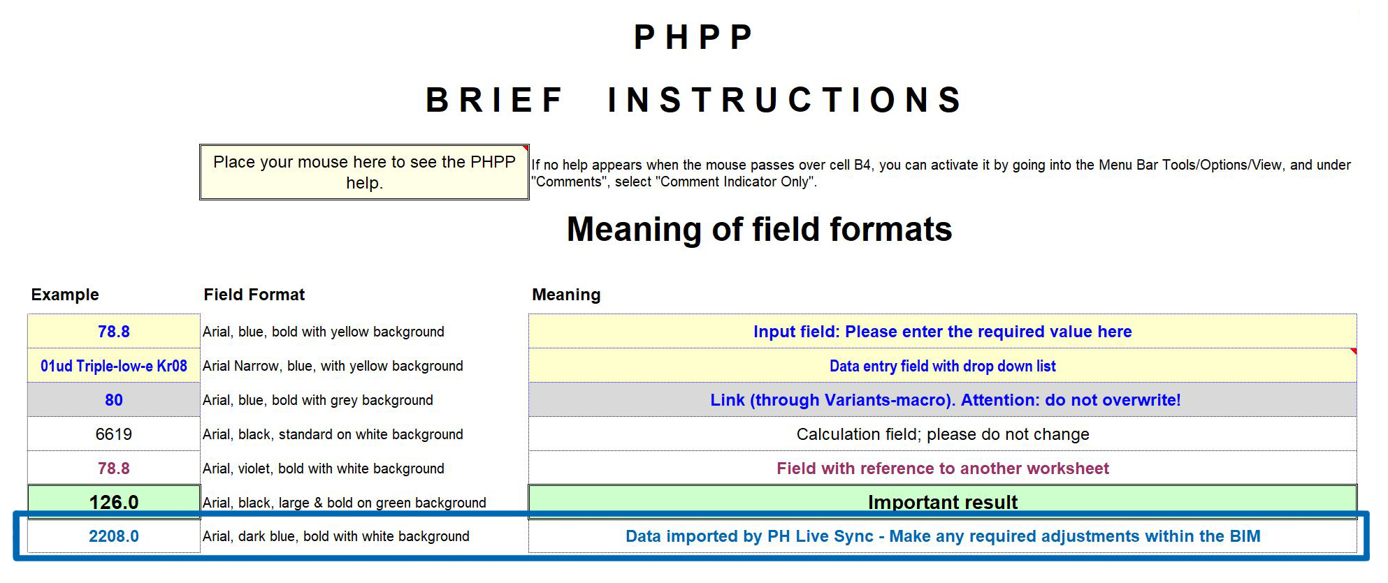 PH Live Sync Field Formatting in PHPP