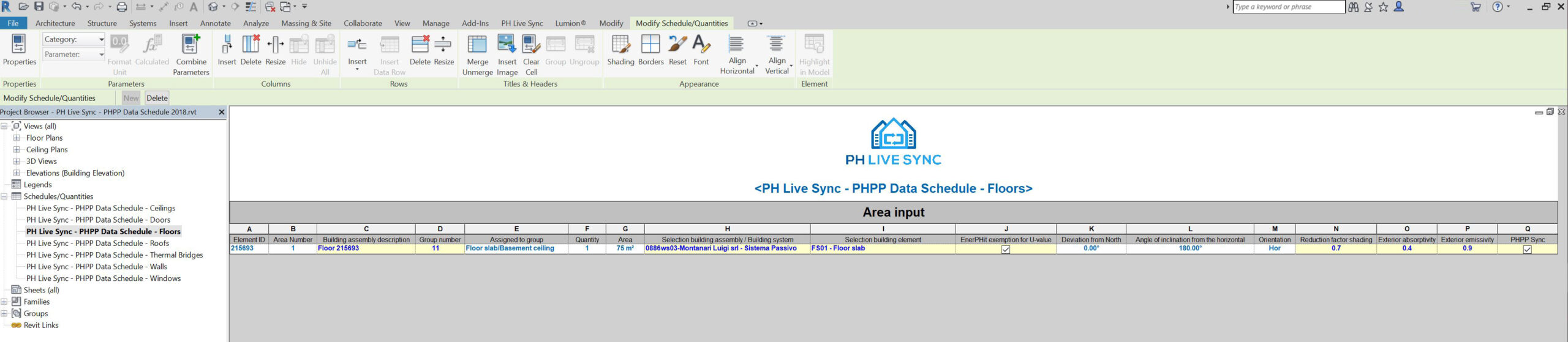 PH Live Sync - PHPP Data