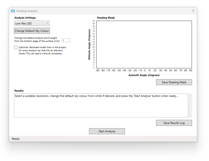 Shading Analysis Dialog – Before Shading Analysis Dialog